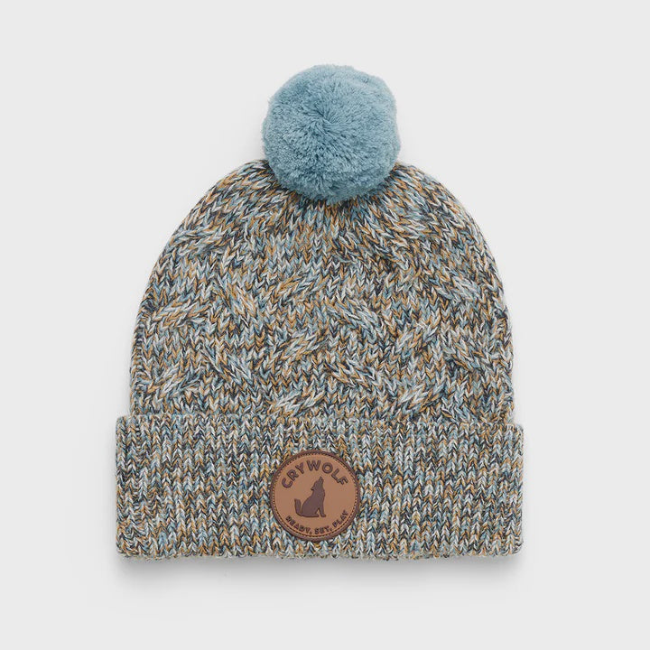 Pom Pom Beanie Blue Speckle