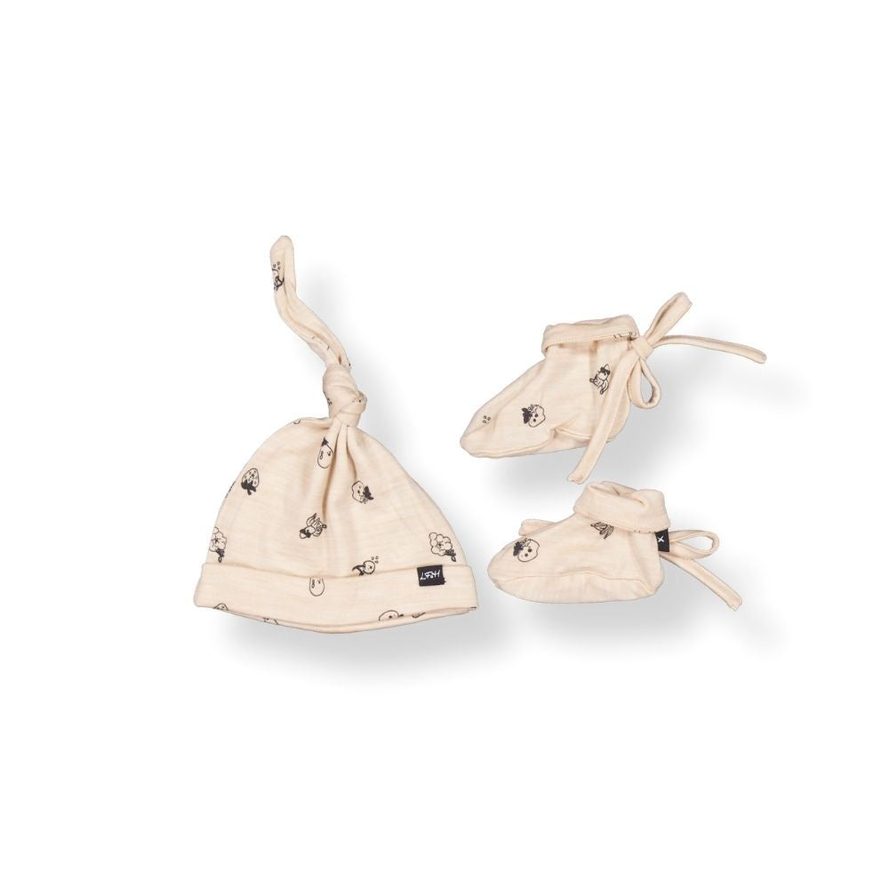 LFOH Merino - Knotted Beanie and Bootie Set - Wheat