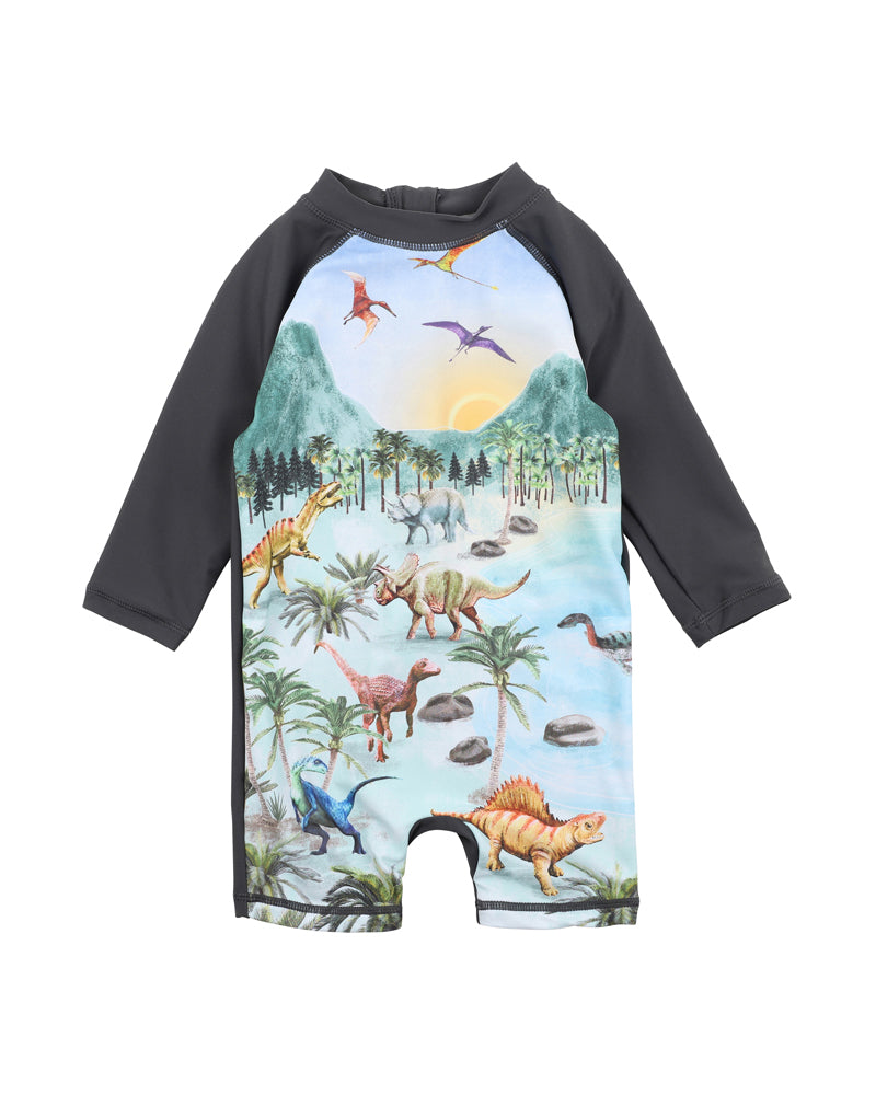 Rex Ancient Dino Long Sleeve Sunsuit