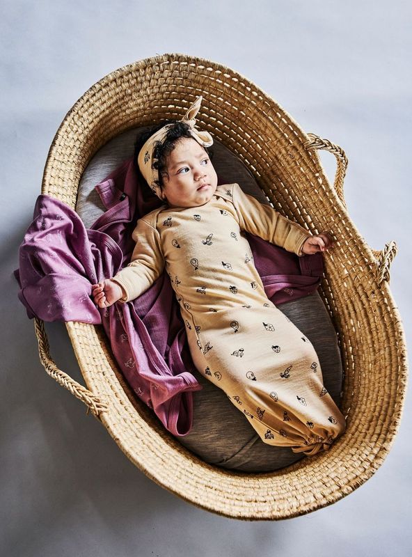 LFOH Merino Baby Gown - Wheat Marle Fruit'n'Veg