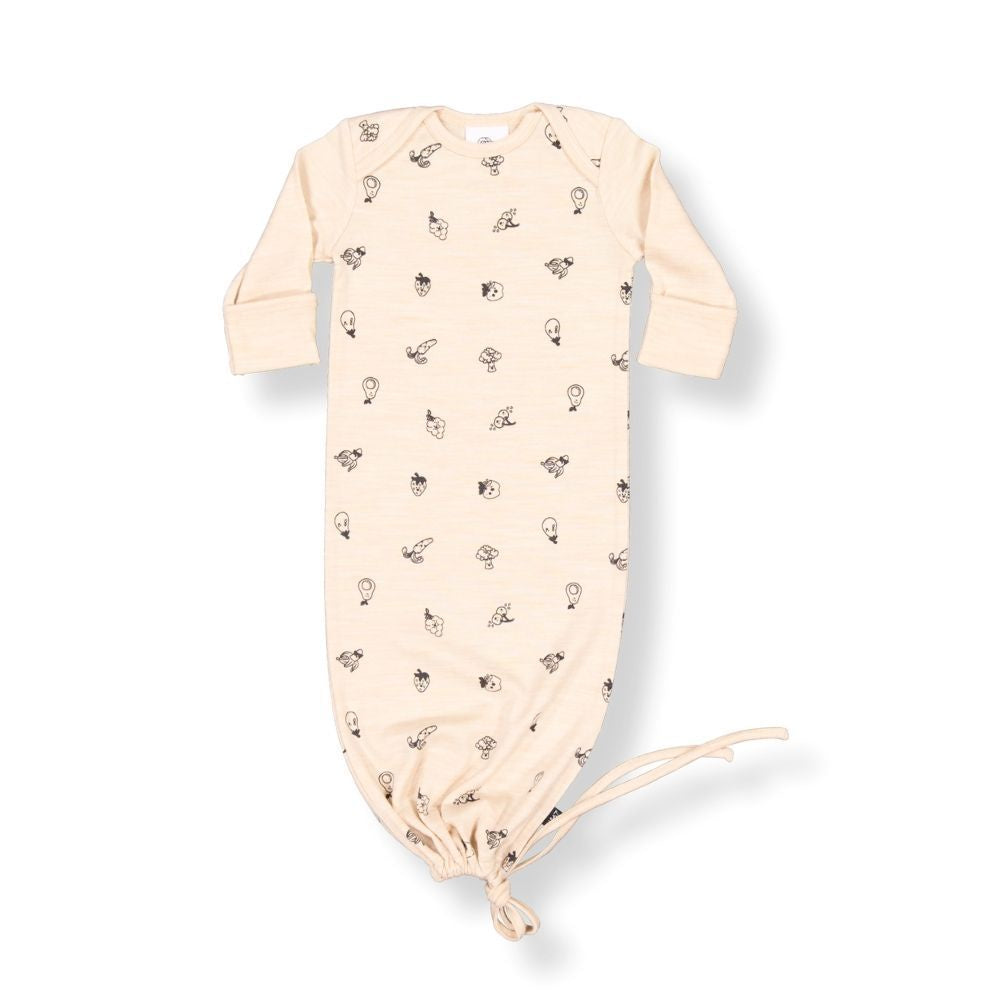 LFOH Merino Baby Gown - Wheat Marle Fruit'n'Veg