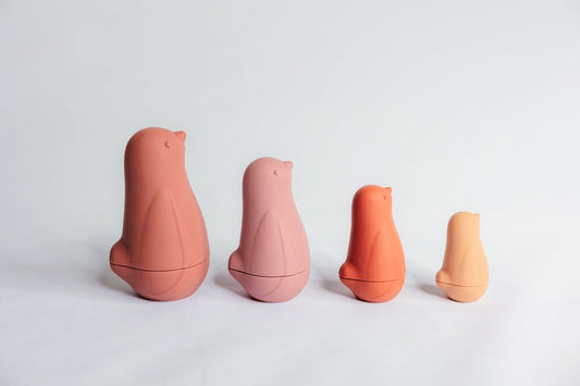 Silicone Nesting Penguin's   - Floral