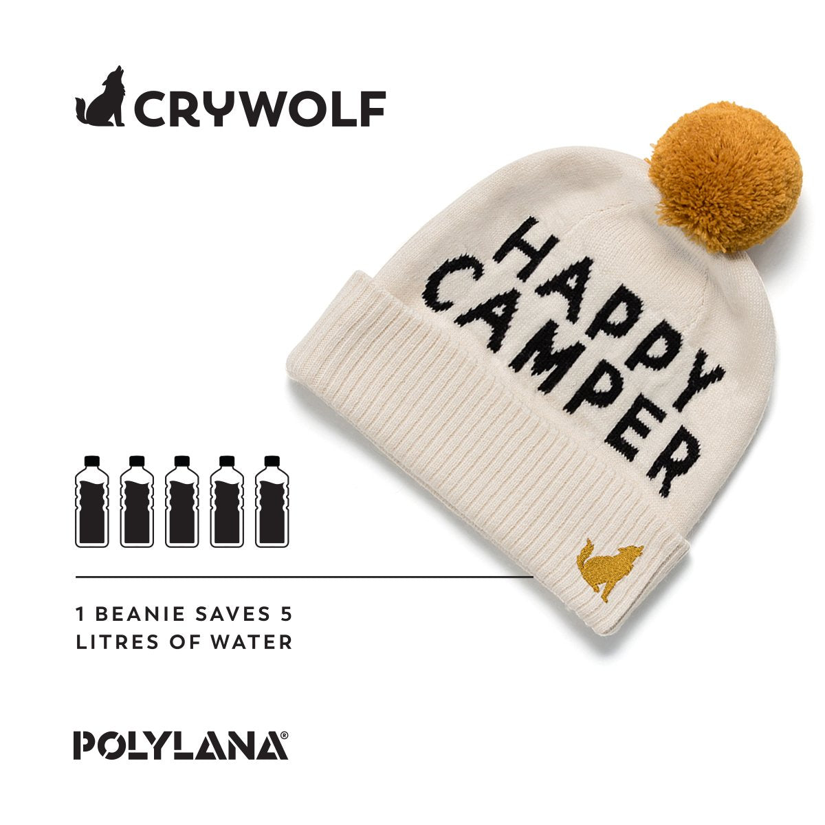 Crywolf Pom Pom Beanie Happy Camper