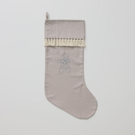 Christmas Stocking with Tassel in Dove Grey