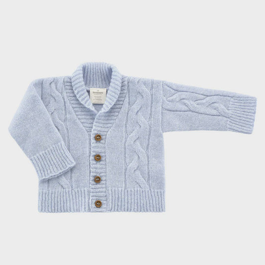 Benmore Cable Knit Cardigan Sky Blue
