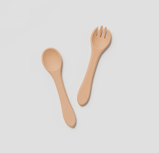 Silicone Fork and Spoon Set Brulee