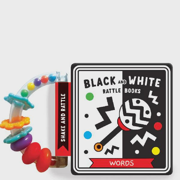 Black and White Word Rattle Book – Childhood Boutique