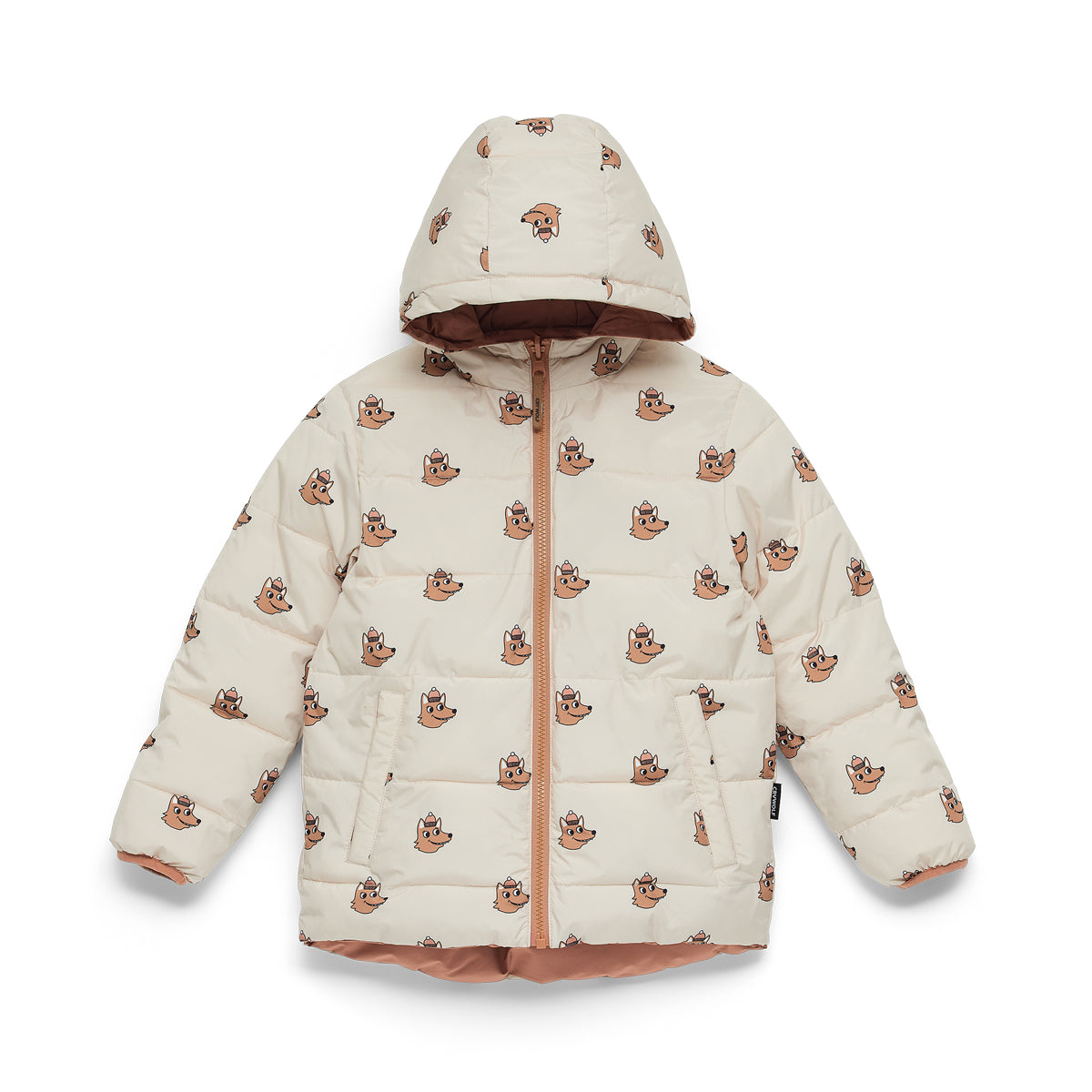 Reversible Eco Puffer Terracotta Wolf