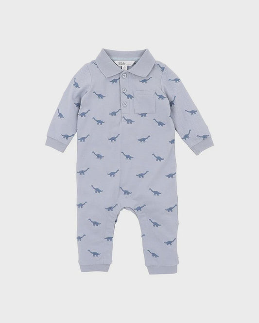 Isaac Embroided Dino Long Sleever Romper