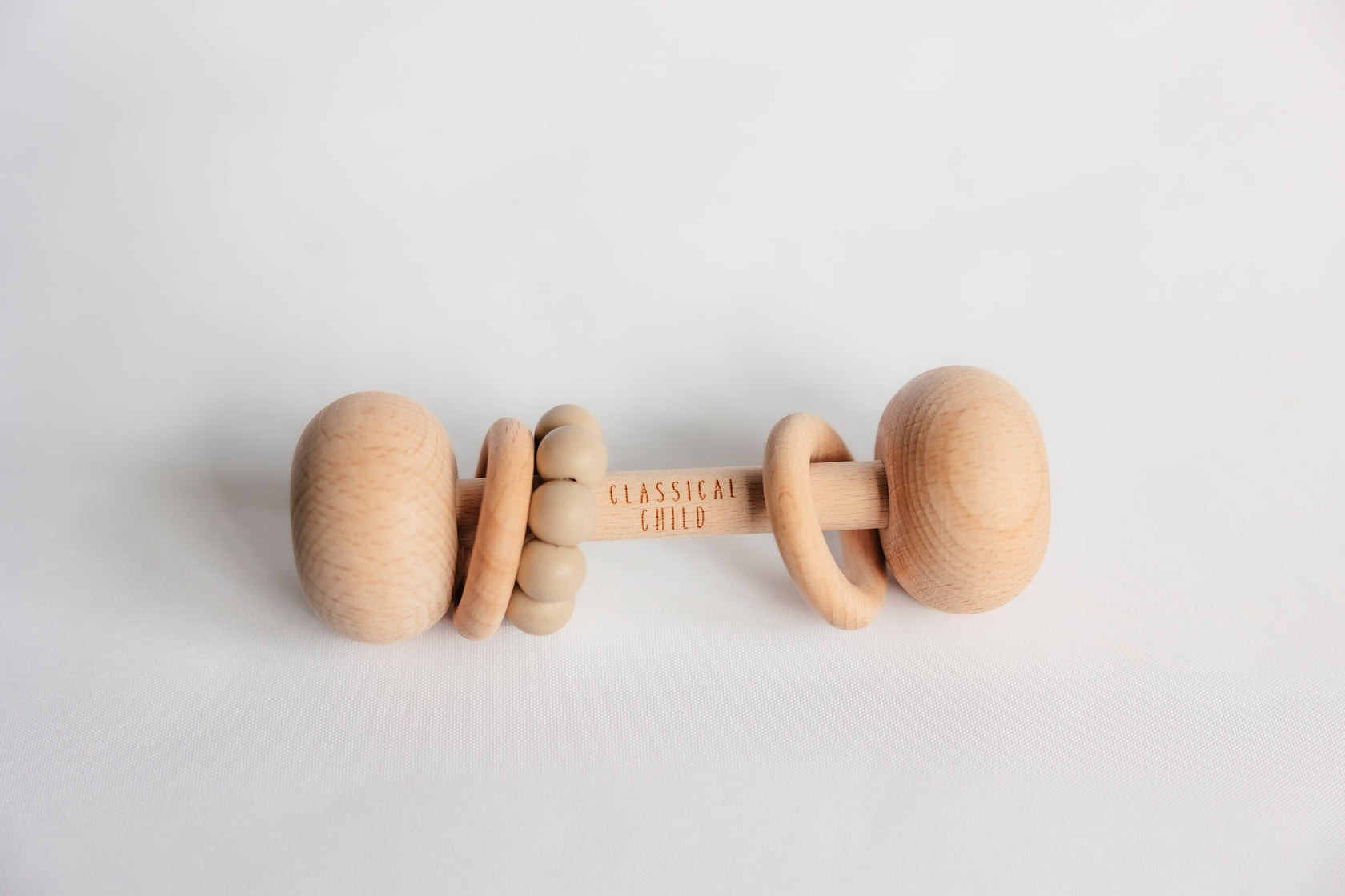 Beech Wood Rattle - Linen colour – Childhood Boutique