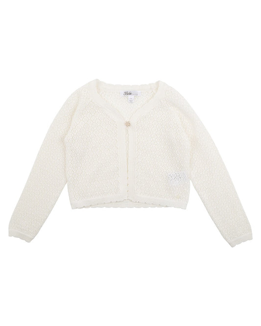 Girls Pointelle Knit Cardigan