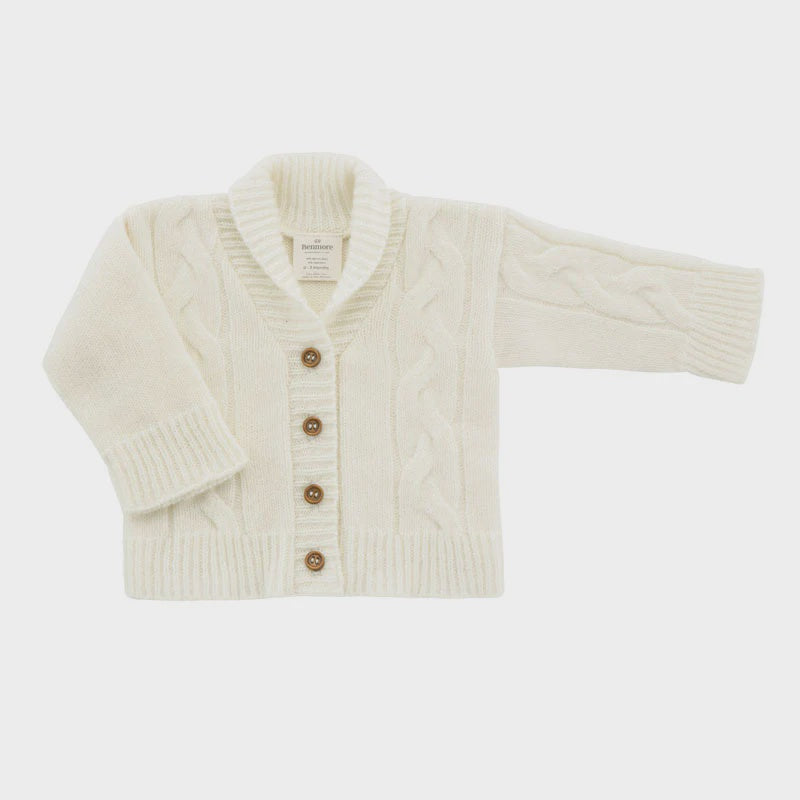 Benmore Cable Knit Cardigan Warm White