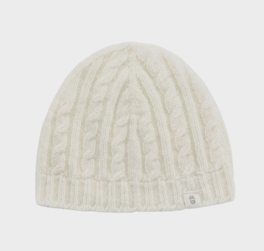 Benmore Cable Knit Hat Warm White