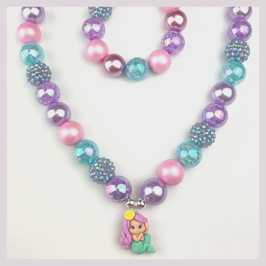 Little Mermaid Bubblegum Bella Necklace 16mm NZ Made