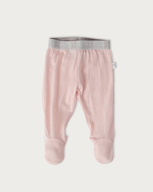 Merino Leggings with Feet Chalk Pink