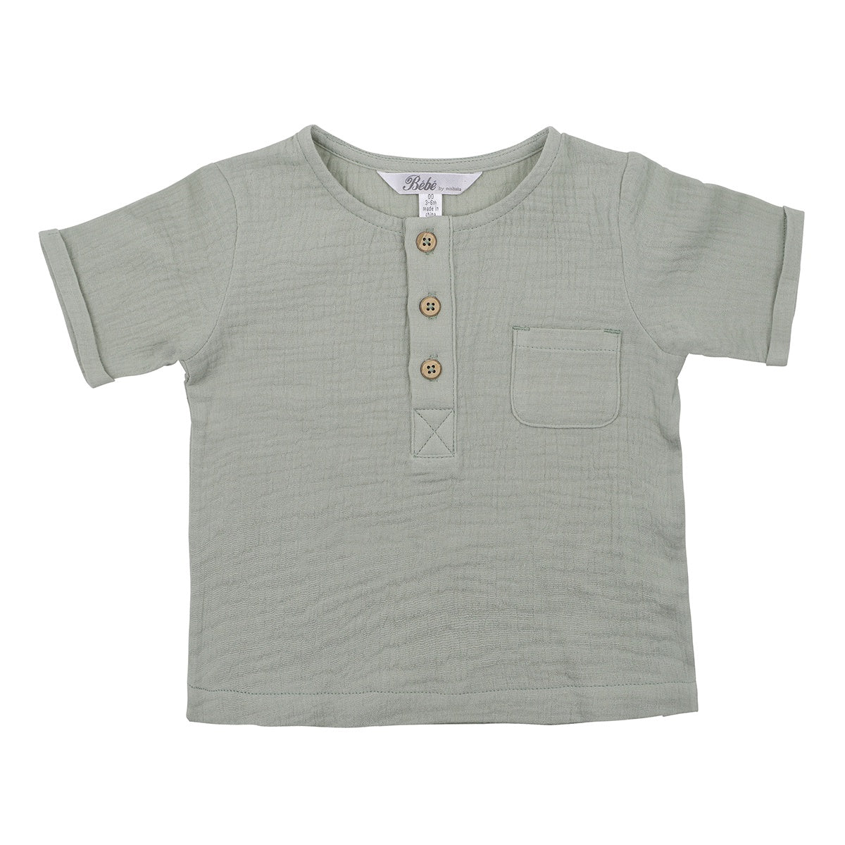 Bebe Green Crinkle Top